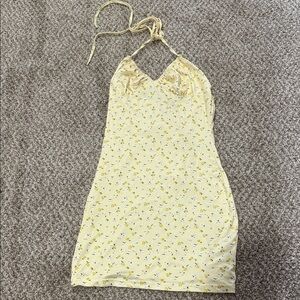 Floral Yellow Halter Dress